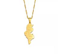 FUWIND Collier Pendentif Bijoux Tunisie Carte & Villes Nom Pendentif Collier Chaînes Tunisienne Bijoux Tunisie Femme Fille Noël Date d'anniversaire Cadeau