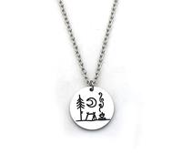 FUWIND Collier Pendentif joaillerie Bonfire Mountain Camping Collier pour Adventurer Outdoor Inspire Jewelry Noël Anniversaire Parti Cadeau