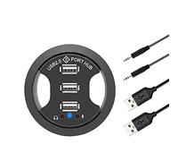 FUWIND Concentrateur USB Passe- de Bureau USB 2.0 Concentrateur Audio USB 2.0 Adaptateur de Montage sur Bureau 3 Ports Montage sur Le Bureau Multi Ports USB 2.0