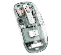 FUWIND Souris sans magnétique transparente triple mode compatible Bluetooth 2,4 G en un de bureau de type C rechargeable (vert) facile à installer