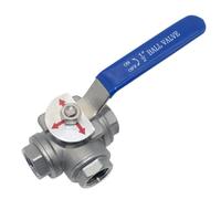 FUWQEPA Vanne À Boisseau Sphérique Type T, 1 Pièce DN8 DN10 DN15 DN20 DN25 DN32 DN40 DN50 Acier Inoxydable 304 Filetage Femelle 3/vanne À Trois Voies(DN8 1/4")
