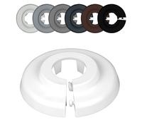 FUX 2 Pcs. Rosace radiateur, 12mm-35mm, Blanc Gris Marron Noir, rosace pour tuyaux de chauffage, cache tuyau plomberie, coffrage cache tuyau, cache trou (35mm, Blanc 9016)