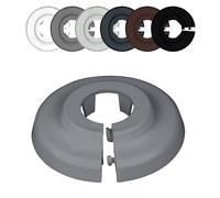 FUX 6 Pcs. Rosace radiateur, 12mm-35mm, Blanc Gris Marron Noir, rosace pour tuyaux de chauffage, cache tuyau plomberie, coffrage cache tuyau, cache trou (15mm, Gris fenêtre 7040)