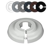 FUX 6 Pcs. Rosace radiateur, 12mm-35mm, Blanc Gris Marron Noir, rosace pour tuyaux de chauffage, cache tuyau plomberie, coffrage cache tuyau, cache trou (18mm, Gris clair 7035)