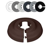 FUX 6 Pcs. Rosace radiateur, 12mm-35mm, Blanc Gris Marron Noir, rosace pour tuyaux de chauffage, cache tuyau plomberie, coffrage cache tuyau, cache trou (18mm, Brun noisette 8011)