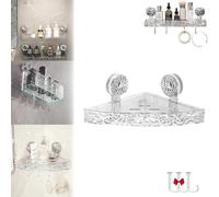 Fuxeti Suction Cup Shelf, Fuxeti No-Drill Clear Wall Caddy, New Light Luxury Style Punch-Free Storage Rack, Storage BoxSuction Cup Rack forToiletries, Kitcheningredient (#A White)