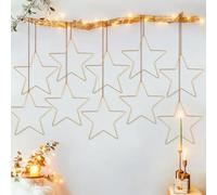 FuxFuis 10 PCS Cadre Couronne D'étoiles 200mm Anneau Attrape Rêve Anneaux en Métal en Forme d'Etoile Anneaux Métalliques Etoiles Or Etoile en Fil de Fer pour Bricolage Artisanat Décoration Mariage