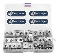 FuxFuis 100 PCS Écrou en U, Écrous à Clip en U m4 m5 m6 m8 Écrous en Tôle d'Acier Inoxydable Agrafes Carrosserie Ecrou Cage Voiture Clips de Fixation Agrafe avec Boîte de Rangement pour Auto Moto