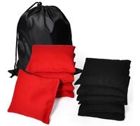 FuxFuis 12 PCS Sacs de Haricots Sacs à Lancer Sacs à Cornhole 10*10cm Sac de Sable pour Jeux à Lancer Cornhole Bean Bag avec 1 Pochette de Rangement pour Sports en Plein Air Activités (Noir et Rouge)