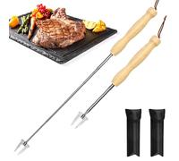FuxFuis 2 PCS Brochettes pour Barbecue Telescopiques, Brochettes pour Barbecue Manche en Bois Brochette Barbecue Inox Fourchettes à Brochettes 19-82CM Brochettes pour Feu de Camp pour Camping Fête