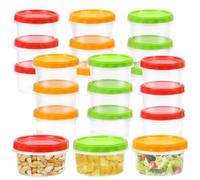 FuxFuis 21 PCS Petits Contenants Alimentaire, Boite Plastique Alimentaire avec Couvercle, Mini Boîtes Alimentaires, Petite Boite Plastique Ronde, Petit Pot Conservation Bébé pour Yaourts Sauces, 250ml