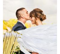 FuxFuis 30 PCS Baguettes de Mariage avec Clochette, Baguette Mariage Ruban Baguettes de Mariage Fée Baguette de Banderole Serpentin Mariage pour Anniversaires, Noël, Fête, Décoration(Blanc)