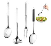 FuxFuis 4 PCS Ensemble d'Ustensiles de Cuisine, Set Ustensile Cuisine, Cuillères de Service en Acier Inoxydable, Cuillère de Cuisine, Louche Cuisines Inox pour Restaurants, Hôtels