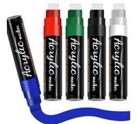 FuxFuis 5 PCS Marqueur Peinture, Stylos de Peinture Acrylique Marqueur Acrylique Graffiti 15 mm de Large Marqueurs Permanents Couleurs Crayons Acryliques pour Carton Verre Plastique Bois