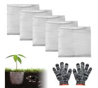 FuxFuis 5 PCS Panier De Protection des Racines, 35 x 35 cm Panier Anti Campagnol Protection Racine en Acier Inoxydable paniers de Protection des Racines pour Plantes avec 1 Paire de Gants