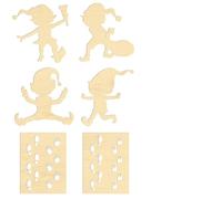 FuxFuis 5 PCS Pochoir Gnome Noel, 3 PCS Pochoir Empreinte de Pas, 2 PCS Flocon de Neige en Bois et Rouleau de Ficelle, Pochoir de Lutin de Noël Pochoir Empreintes de Lutins pour Fenêtre Verre Sol Mur