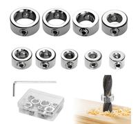 FuxFuis 9 PCS Butée de Profondeur de Foret 3-12mm avec Clé Hexagonale, Butée de Profondeur de Perçage Anneau Positionneur en Acier Bague d'Arrêt pour Installation de la Goupille Perçage Précis(Argent)