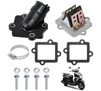 FuxFuis Bloc Membrane de Rechange + Collecteur d'Admission, Bloc de Clapets avec Collecteur, Pipe d'Admission avec Rondelles et Vis Compatible avec Aerox Nitro Aprilia SR50