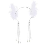 FUXIU Bandeau à plumes avec plumes blanches en fourrure - Accessoires pour cheveux - Pour filles et femmes