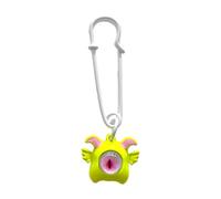 FUXIU Bracelet de téléphone portable œil diabolique avec broche faite à la main détachable pour porte-monnaie et sacs, jaune fluo, As detailed discription