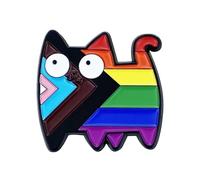 FUXIU Broche en émail en forme de chat arc-en-ciel - Élégante broche unisexe - Accessoire élégant pour vêtements et chapeaux, Comme description détaillée