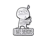 FUXIU Broche humoristique pour doigt d'honneur avec inscription « I Hate Everyone » - Accessoire mignon pour vêtements et sacs à dos, Comme description détaillée