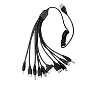 FUXIU Câble de charge USB à 10 ports - Câble d'alimentation spiralé à ressort pour chargement et synchronisation des données - 54 cm de long