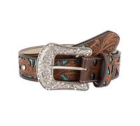 FUXIU Ceintures de cowboy pour homme avec grande boucle turquoise ceinture en cuir ceinture vintage western ceinture jeans ceinture, marron foncé, As detailed discription