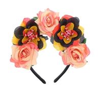 FUXIU Couronne de fleurs gothiques pour femme - Bandeau gothique - Tête de mort - Bandeau d'Halloween - Bandeau de fleur gothique - Bandeau Jour des morts