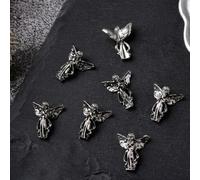 FUXIU Lot de 10 breloques vintage en forme de tête de mort et cœur pour décoration d'ongles en métal