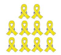FUXIU Lot de 10 épingles de sensibilisation à la violence en forme de ruban jaune élégantes en émail coloré, Comme description détaillée