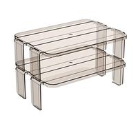 FUXIU Lot de 2 étagères empilables pour réfrigérateur Transparent