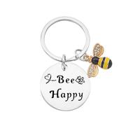 FUXIU Porte-clés créatif avec abeilles heureuses et mignons animaux de dessin animé, cadeau d'encouragement pour femmes et hommes, sac à main, ornement de clés de voiture, Lze104, As detailed