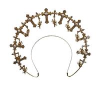 FUXIU Serre-tête à pompons pour femme VirginMary - Bandeau de mariage SunGoddess - Diadème baroque - Couronne de fête
