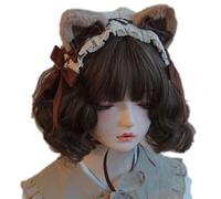 FUXIU Serre-tête élégant en dentelle plissée en forme de nœud pour prendre des photos, Halloween, fête d'Halloween, bandeau d'oreille d'ours pour adolescents