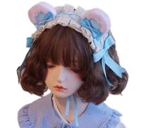 FUXIU Serre-tête élégant en dentelle plissée en forme de nœud pour prendre des photos, Halloween, fête d'Halloween, bandeau d'oreille d'ours pour adolescents