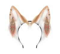 FUXIU Serre-tête mignon avec oreilles de loup pour cosplay, boucles d'oreilles à franges pour femme, adolescente, bandeau pour la diffusion en direct, les carnavals