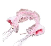 FUXIU Serre-tête plissé en forme d'oreille en dentelle avec clochettes pour cosplay, fête, prise de photos, couvre-chef d'Halloween pour adolescents