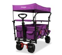 FUXLIFE Chariot de Plage FX-CTB800 • Pourpre • Pliable • Roues Tout-Terrain | Espace intérieur rembourré • Toit solaire amovible • Pneus larges sable • Rangement compact • Charge max 75kg • Châssis acier