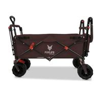 FUXLIFE • Chariot de Plage Pliable • FX-CTB800 • Marron • Roues Larges 10 cm • Chariot Familial Tout Terrain • capacité 75 kg • Toit Amovible • 2 sièges avec Ceintures • Pliage Compact très Facile