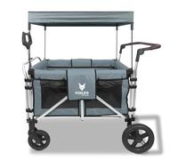 Chariot de transport enfant pliable gris - FUXTEC Family Cruiser - banquettes amovibles 4 places EN-1888 75 kg