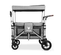 Chariot de transport enfant pliable gris premium - FUXTEC Family Cruiser - banquettes amovibles 4 places EN-1888 75 kg