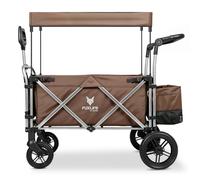 Fuxtec Chariot Super Cruiser Marron, L'Original, Chariot de Jardin Pliable pour Enfants, Transport, Plage, Ville, Forêt, à Tirer ou à Pousser, Capacité De Charge 75 kg