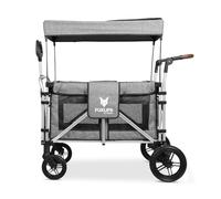 FUXLIFE • Chariot pliable 4 places • FX-CTXL900 • gris premium • Wagon familial XL avec canopée, ceintures 5 points, frein arrière, normes EN 1888 et roues confort pour plage et camping