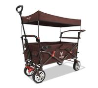 FUXLIFE Chariot Pliable CT-700 • Marron • Poignée Réglable Hauteur Confort | Assise rembourrée confortable • Système freins efficaces stables • Châssis compact pliable • Parfait excursions quotidien