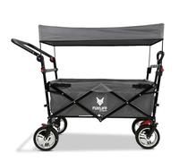 FUXLIFE Chariot pliable FX-CT700 Gris - pour les excursions et le quotidien - siège rembourré - avec freins - poignée réglable en hauteur - chariot pliable peu encombrant
