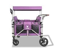 FUXLIFE Chariot Pliable FX-CTXL900 • 4 Places • Pourpre • Pneus Confort | Ceintures sécurité 5 points • Frein blocage arrière • Norme EN 1888 • Canopy amovible protecteur • Grand espace coffre