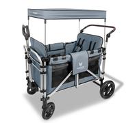 FUXLIFE Chariot Pliable FX-CTXL900 • 4 Places • Roues Caoutchouc Pleines | Ceintures 5 points • Canopée • Frein arrière • Norme EN 1888 • Grand espace intérieur • Pliage pour sorties familiales
