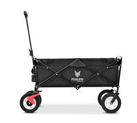 FUXLIFE FX-CT100 Chariot Pliable Noir • Wagon Compact Rabattable 75 kg • Pliage Compact 21 cm • avec Poches Extérieures • Léger 12 kg • Idéal Camping, Vacances, Jardin & Excursions