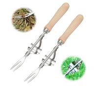 FUXNGZI Jardinière Manuelle, 2025 Désherbeur Manuel Outil Gouge de Désherbage en Acier Inoxydable avec poignée Bois Pelle Jardinage Arrache Pissenlit (2PCS)